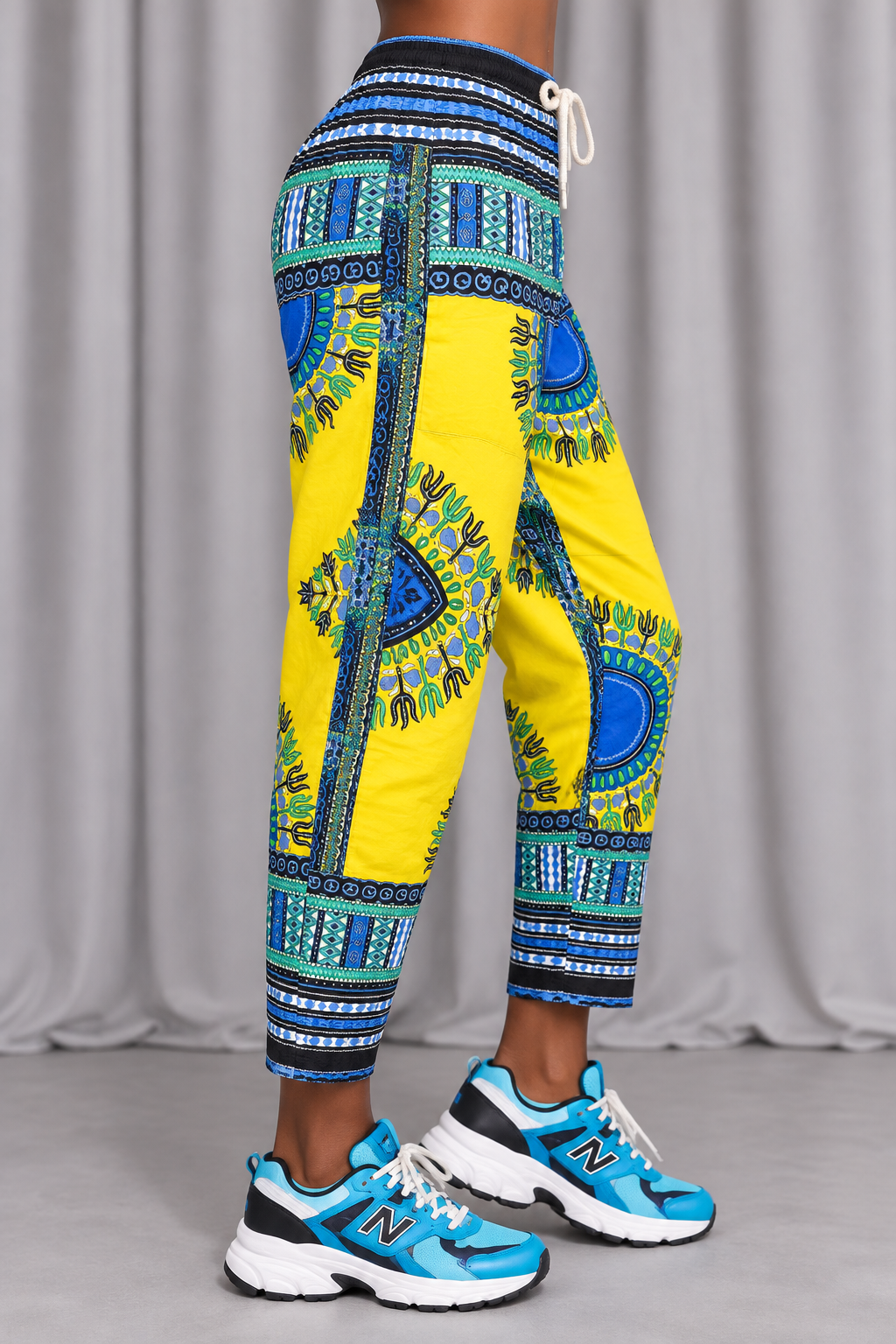 90s Vintage Yellow Tribal Print Pants - SMALL