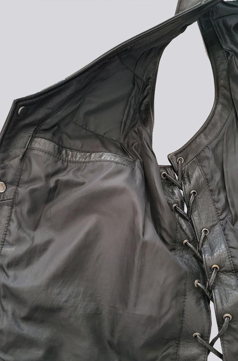 Men's Harley Davidson Vest, Genuine Leather Bike Vest - XL