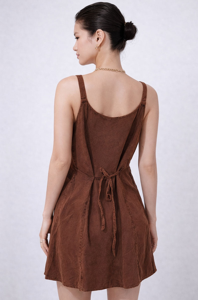 90s VINTAGE Chocolate Brown Casual Summer Dress | Fits Sizes S-L