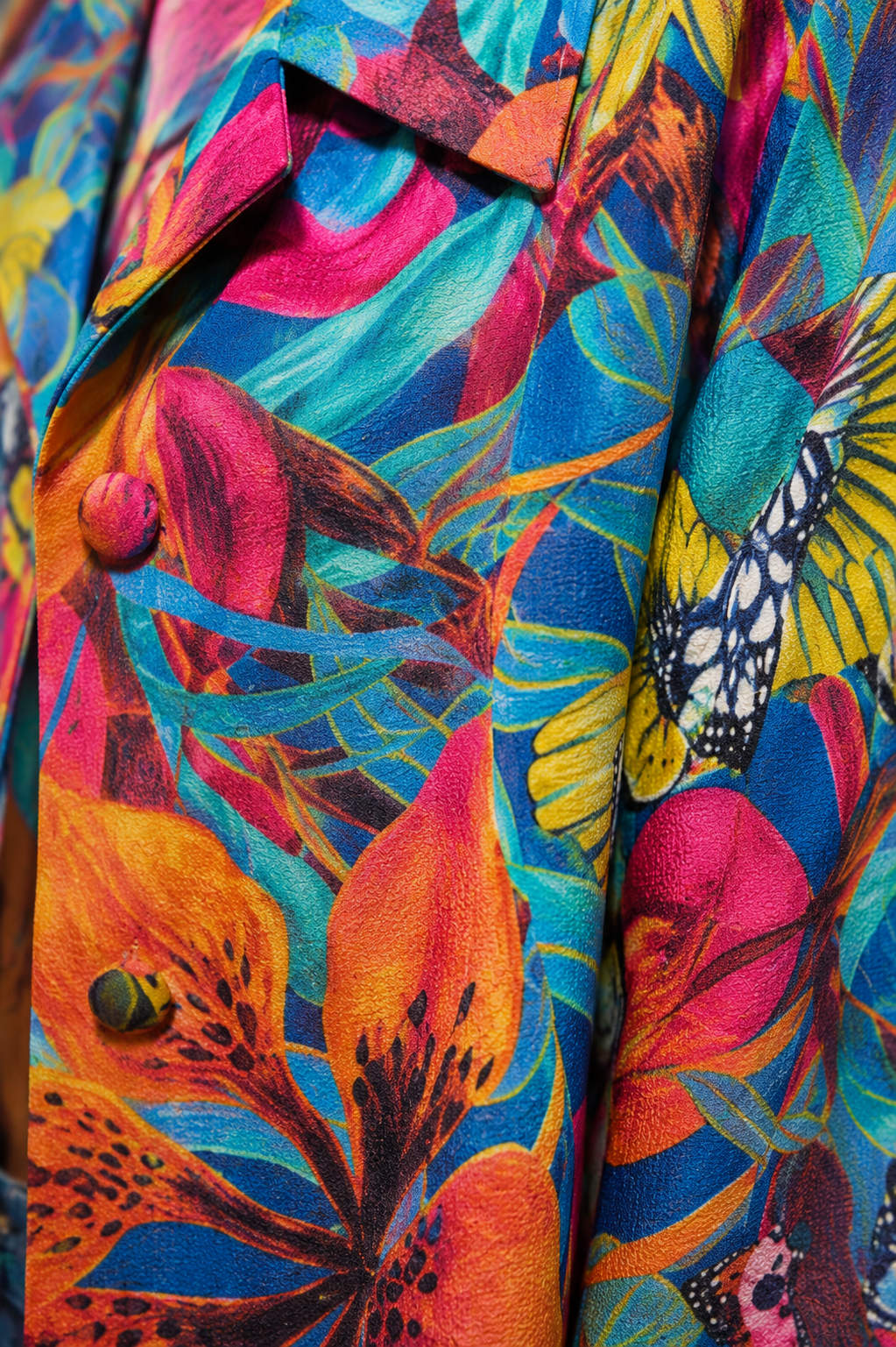 Vintage 90s Colorful Butterfly Print Blouse | 2XL