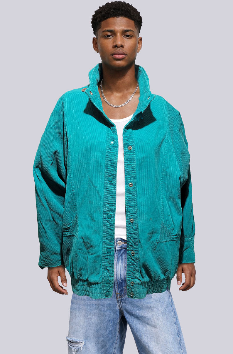 Vintage 90s Teal Corduroy Jacket | Fits M-L