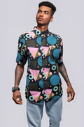90s Style Memphis Print Button Up Shirt | SMALL