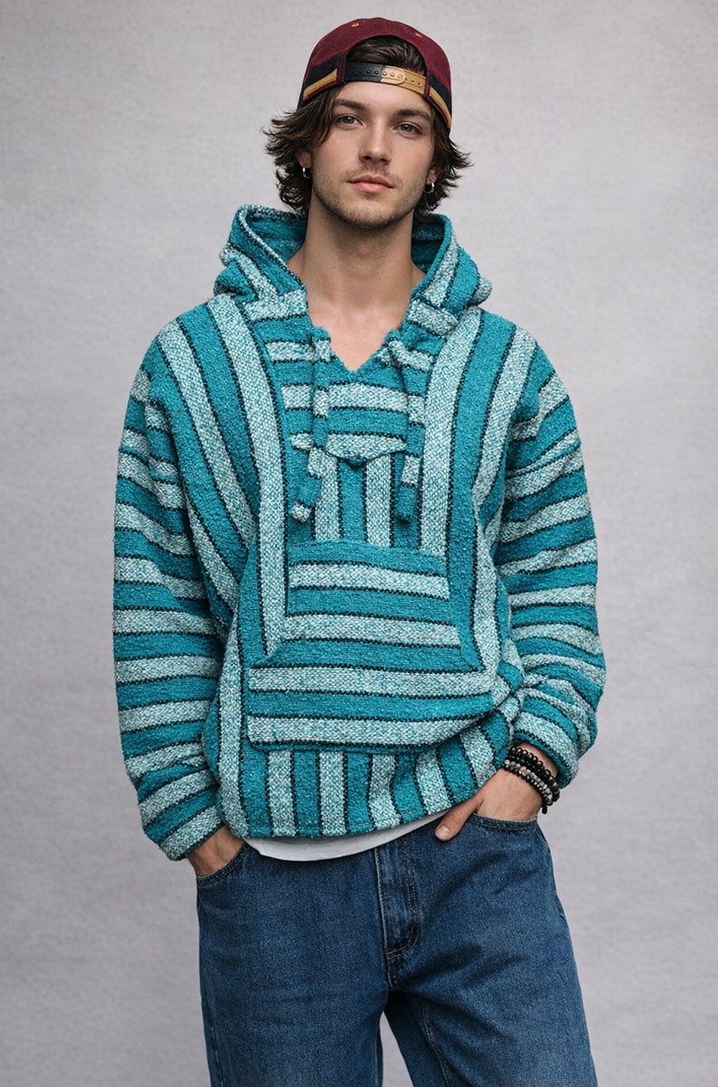Vintage Baja Stripe Pullover Hoodie | Fits S-M
