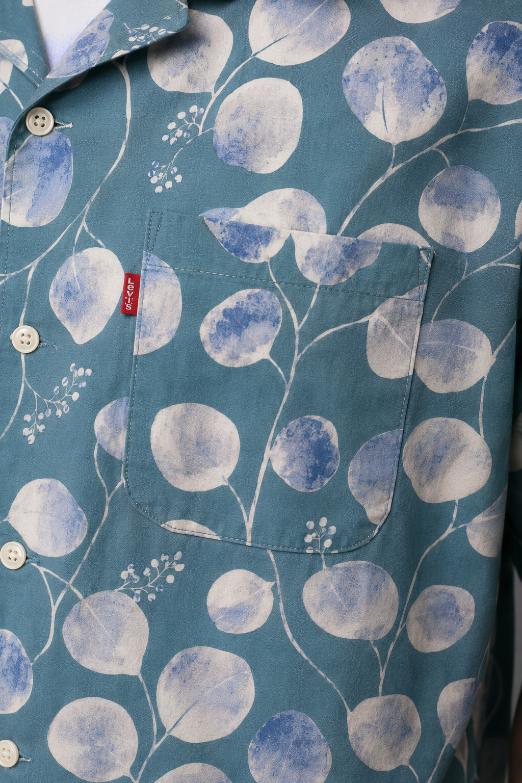 Levi's Green Leaf Print Button Up Shirt | Mens Floral Casual Summer Shirt | MEDIUM