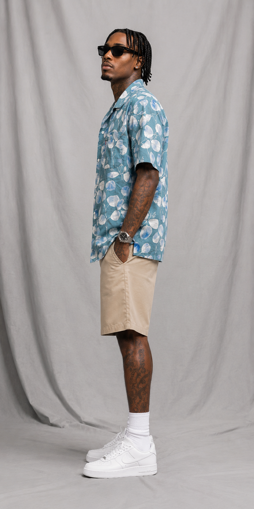 Levi's Green Leaf Print Button Up Shirt | Mens Floral Casual Summer Shirt | MEDIUM