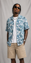 Levi's Green Leaf Print Button Up Shirt | Mens Floral Casual Summer Shirt | MEDIUM