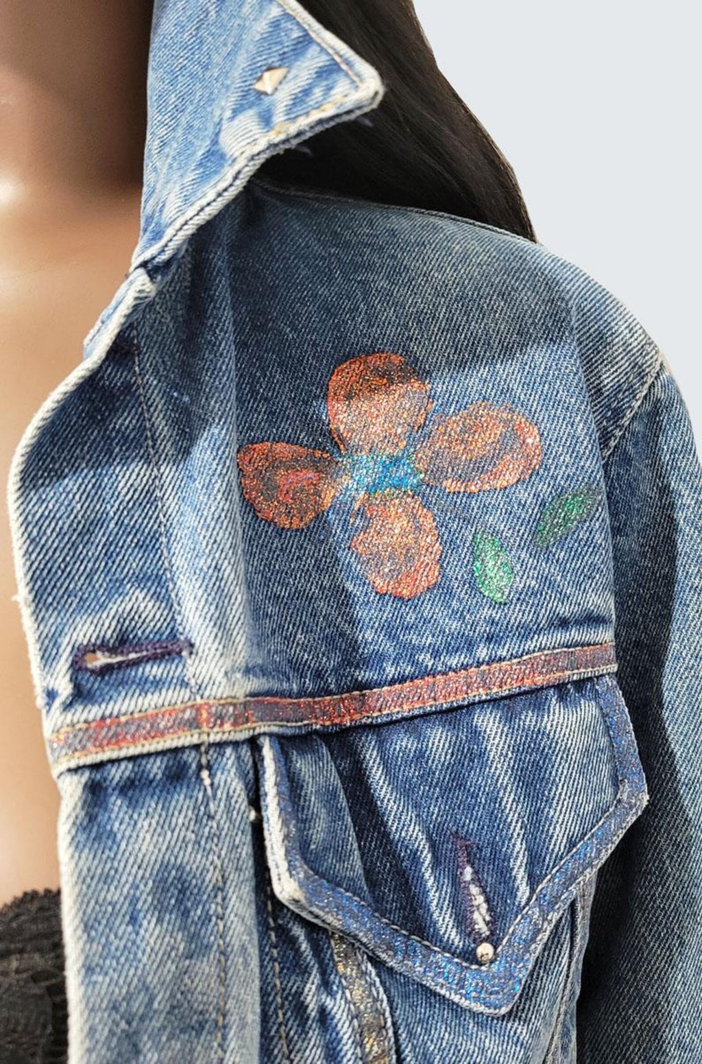 VINTAGE 90s Blue Denim Jacket - SMALL