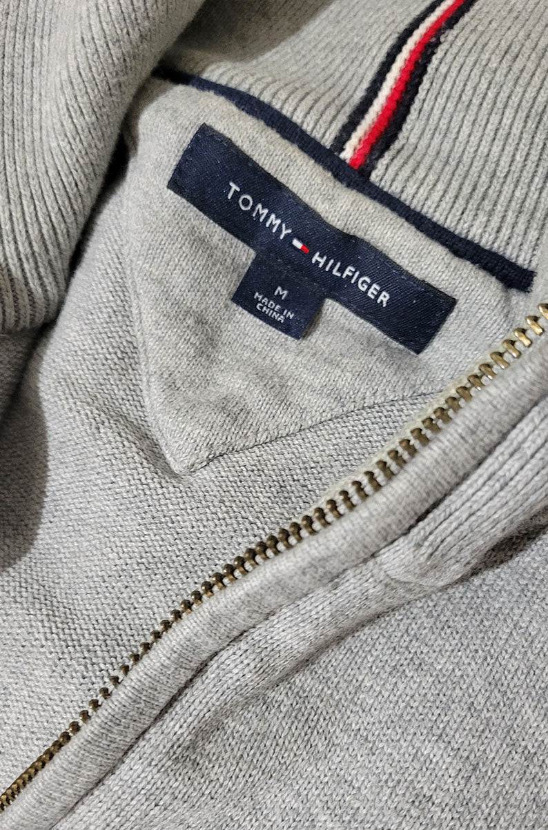Tommy Hilfiger Classic Gray Quarter-Zip Sweater | MEDIUM