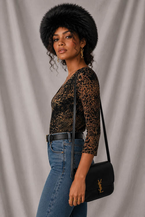 90s Vintage Animal Print Blouse | MEDIUM