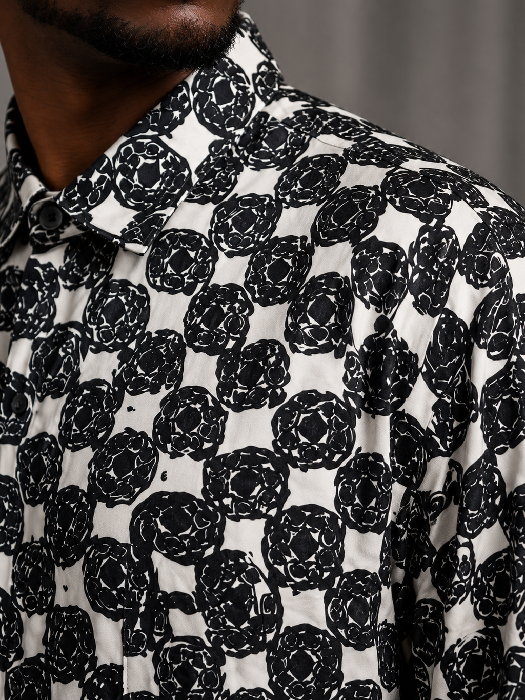 Vintage 90s 100% Silk Abstract Print Button Up Shirt | Robert Stock Dress Shirt | LARGE