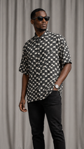 Vintage 90s 100% Silk Abstract Print Button Up Shirt | Robert Stock Dress Shirt | LARGE