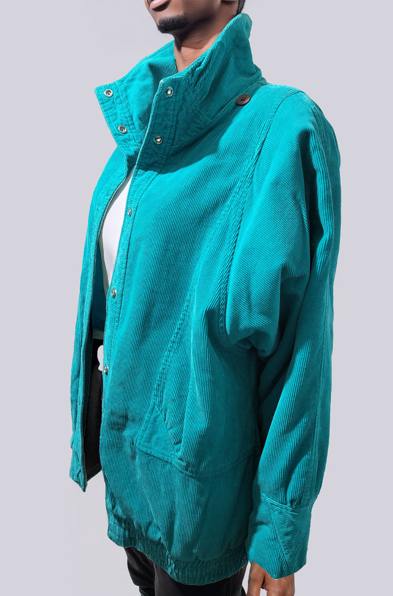 Vintage 90s Teal Corduroy Jacket | Fits M-L