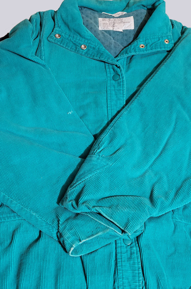 Vintage 90s Teal Corduroy Jacket | Fits M-L