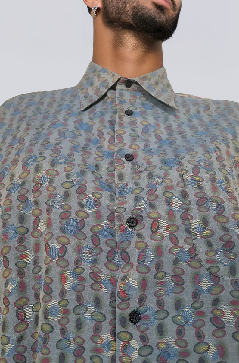 Men's Retro Print Button Up Shirt | Vintage Inspired Shirt | MEDIUM