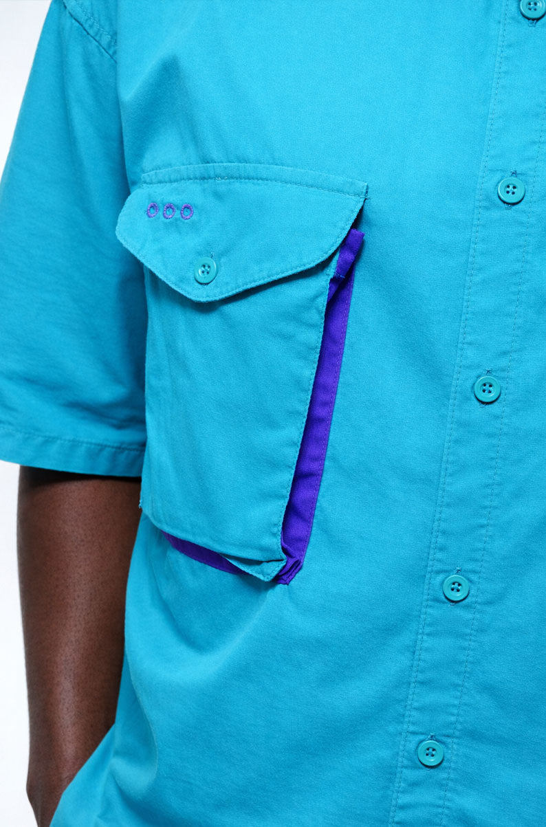 Vintage 90s Utility Pocket Retro Cargo Shirt | LARGE