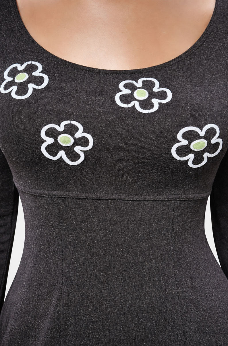 90s VINTAGE Casual Long Sleeve Dress | Floral Print Dress | MEDIUM